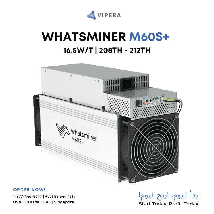 MicroBT Whatsminer M60S+ 204TH - 212TH BTC miner
