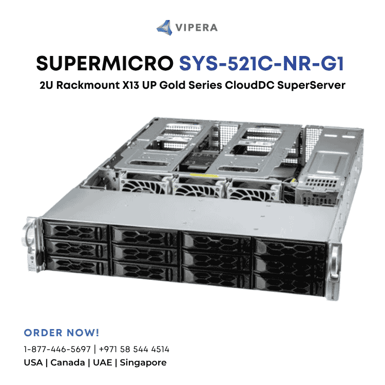Supermicro SYS-521C-NR-G1 2U Rackmount X13 UP Gold Series CloudDC SuperServer