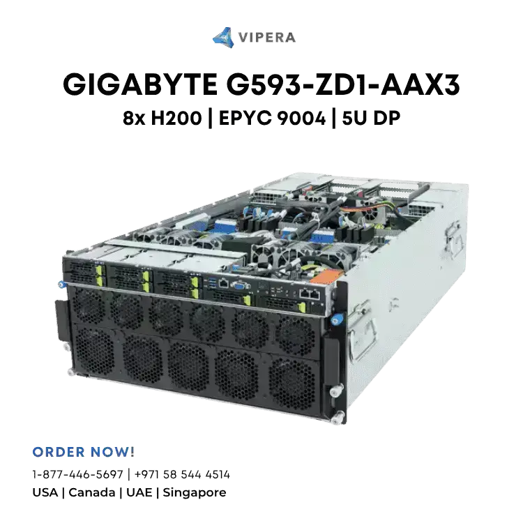 Gigabyte HPC/AI Server - AMD EPYC™ 9004 - 5U DP NVIDIA HGX™ H200 8-GPU | G593-ZD1- AAX3