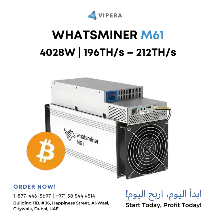 Whatsminer M61 196TH/s – 212TH/s 4028W