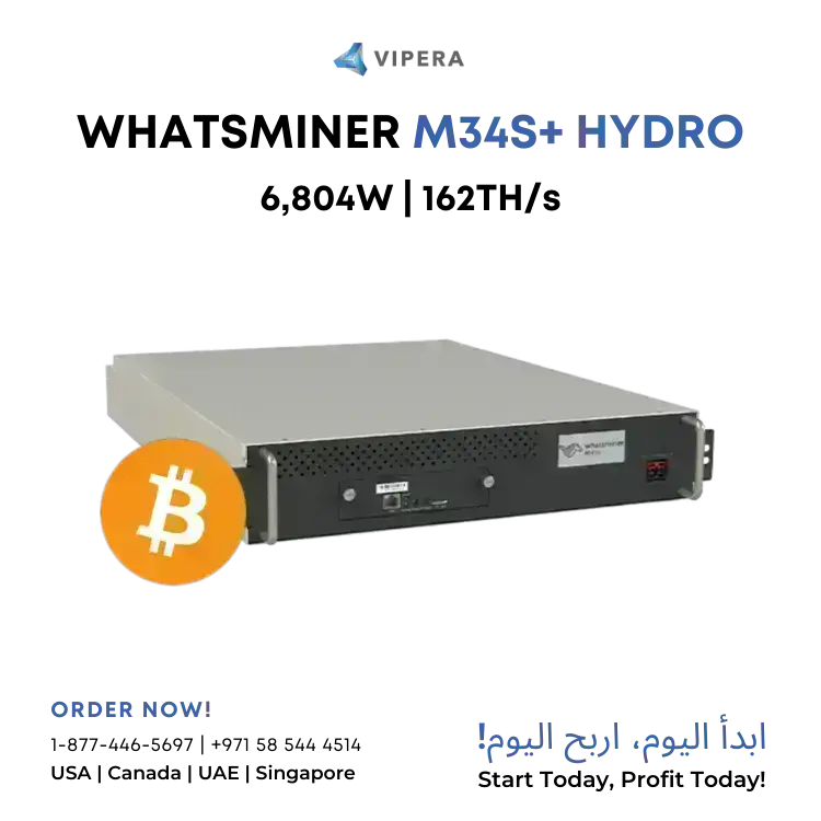 MicroBT Whatsminer M34S+ Hydro 162T 6804W