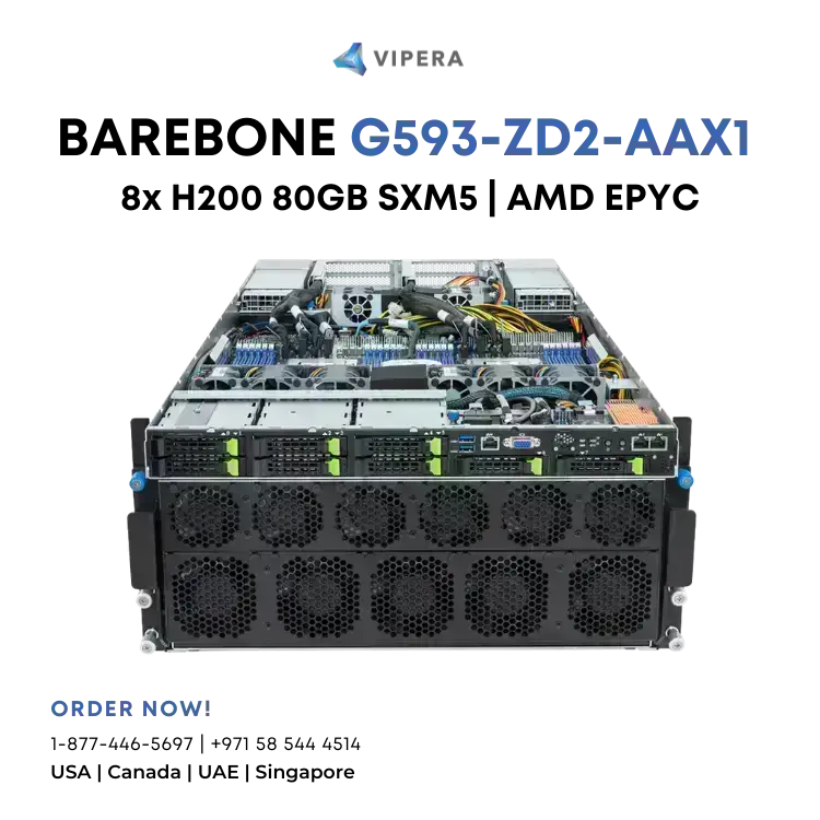 Barebone AMD G593-ZD2-AAX1 H200 80GB with 8 x SXM5 GPUs