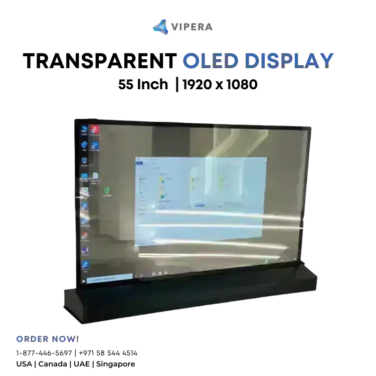 55 Inch Advertising Transparent OLED Display Digital Signage