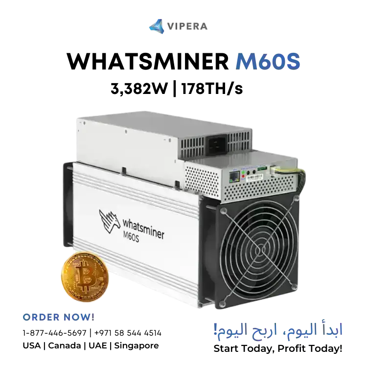 MicroBT WhatsMiner M60S 172TH - 206TH/s Bitcoin Miner